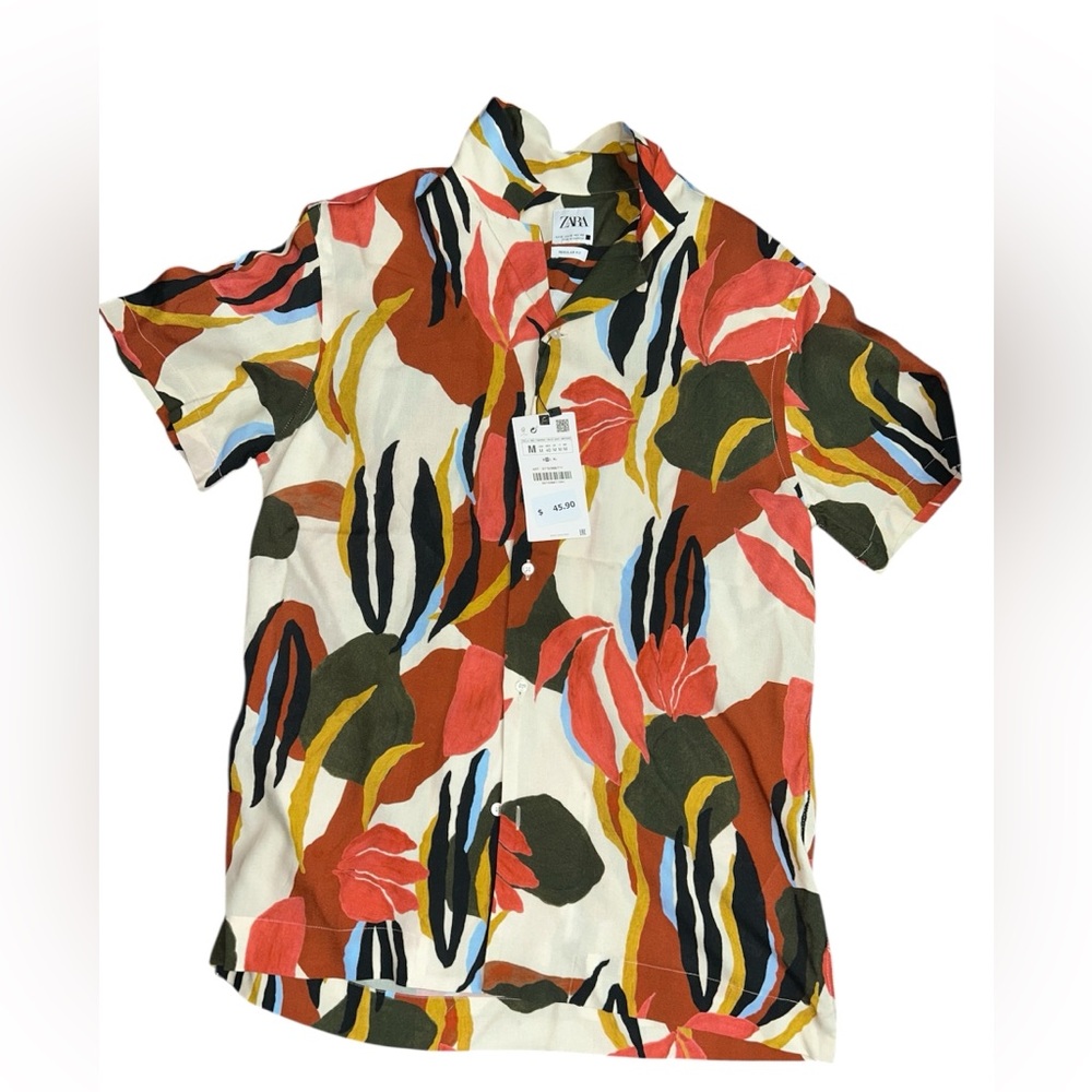 Zara Women's Multicolor Abstract Button Down Shirt